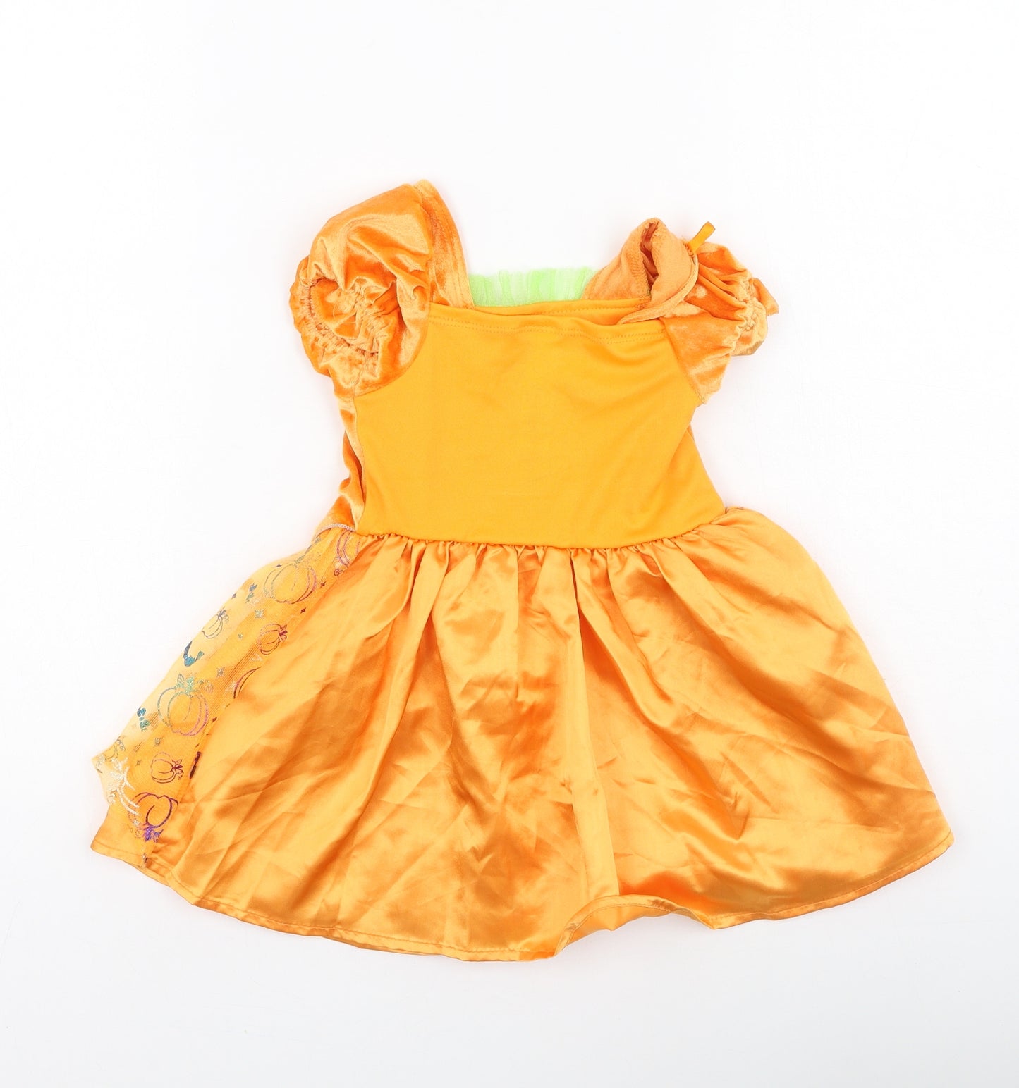 George  Girls Orange  Polyester Fit & Flare  Size 2 Years  Round Neck  - pumpkin