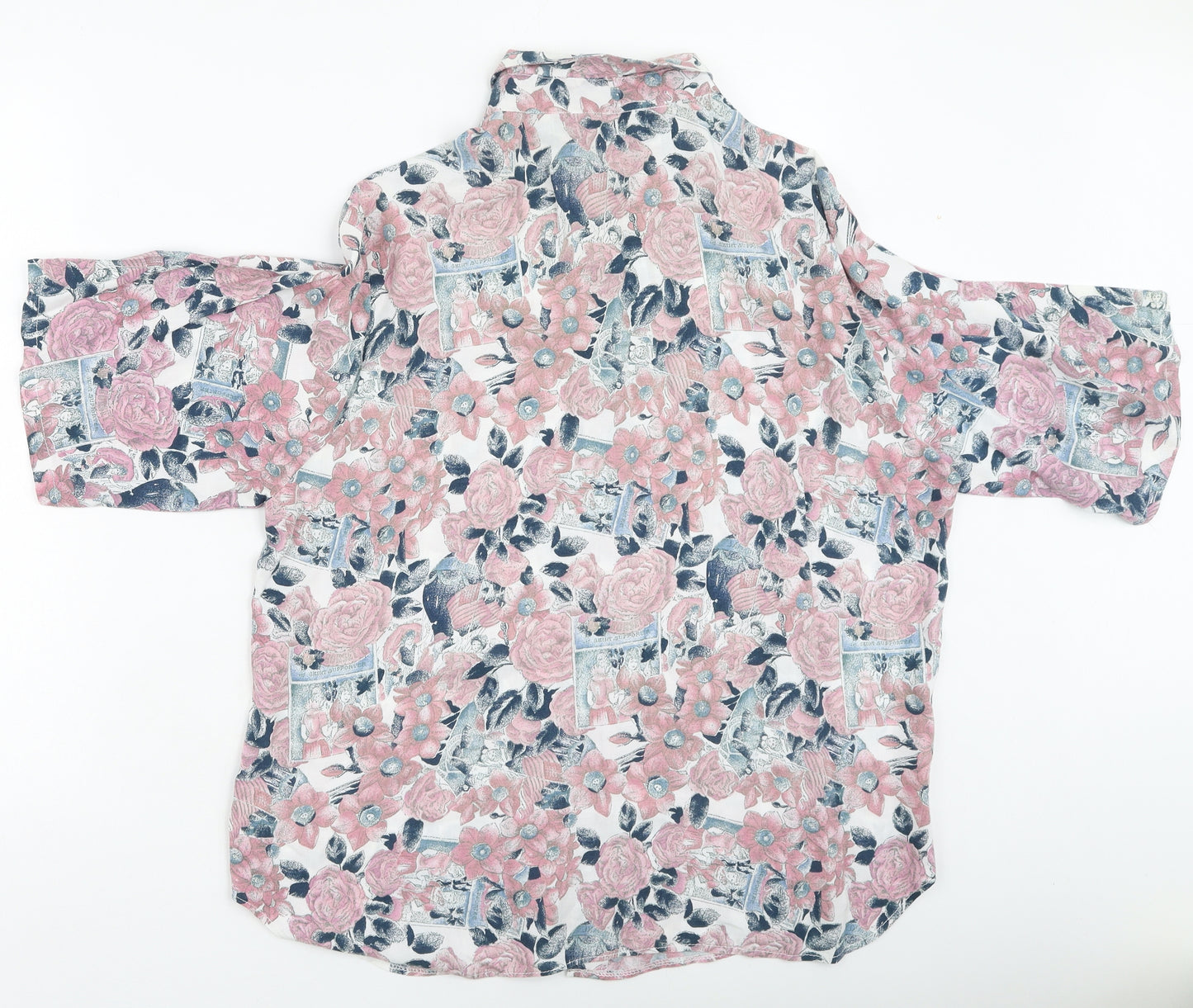 Preworn Womens Multicoloured Floral Viscose Basic Blouse Size 16 Collared