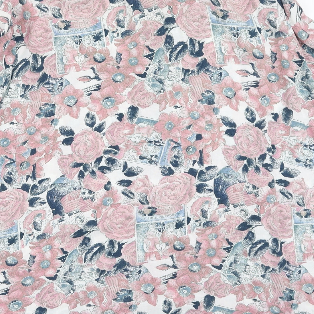 Preworn Womens Multicoloured Floral Viscose Basic Blouse Size 16 Collared