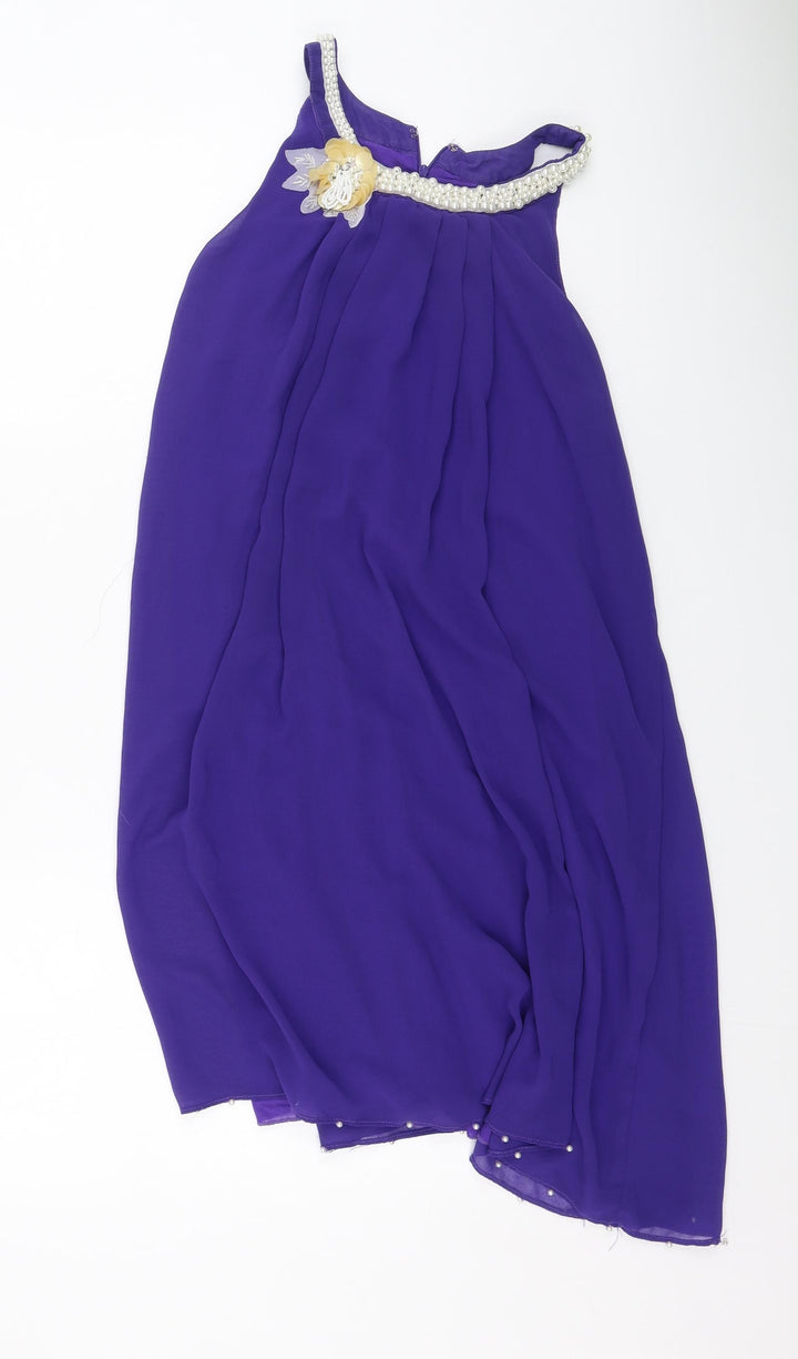 jumpo Womens Purple Polyester Shift Size M Round Neck
