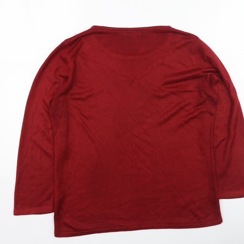 Berkertex Womens Red Round Neck  Acrylic Pullover Jumper Size 14