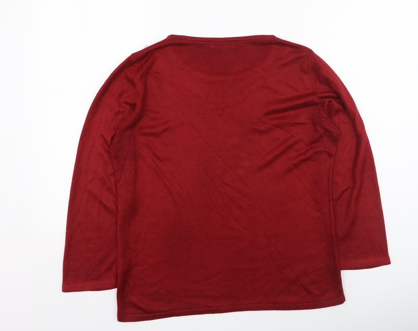 Berkertex Womens Red Round Neck  Acrylic Pullover Jumper Size 14