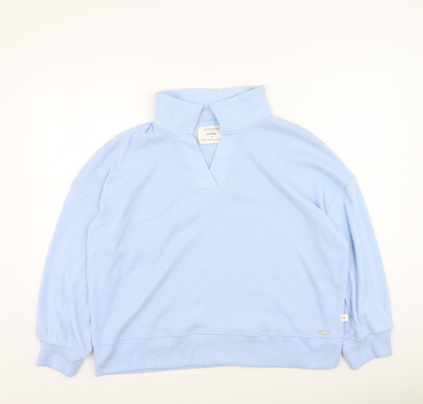 George  Womens Blue Collared  Polyester Pullover Jumper Size 16