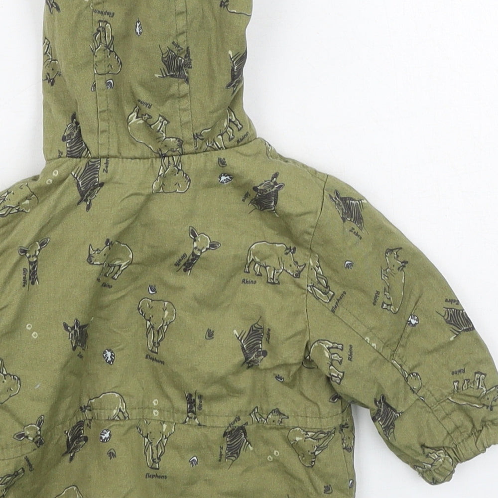 Preworn Boys Green   Basic Coat Coat Size 0-3 Months    - animals