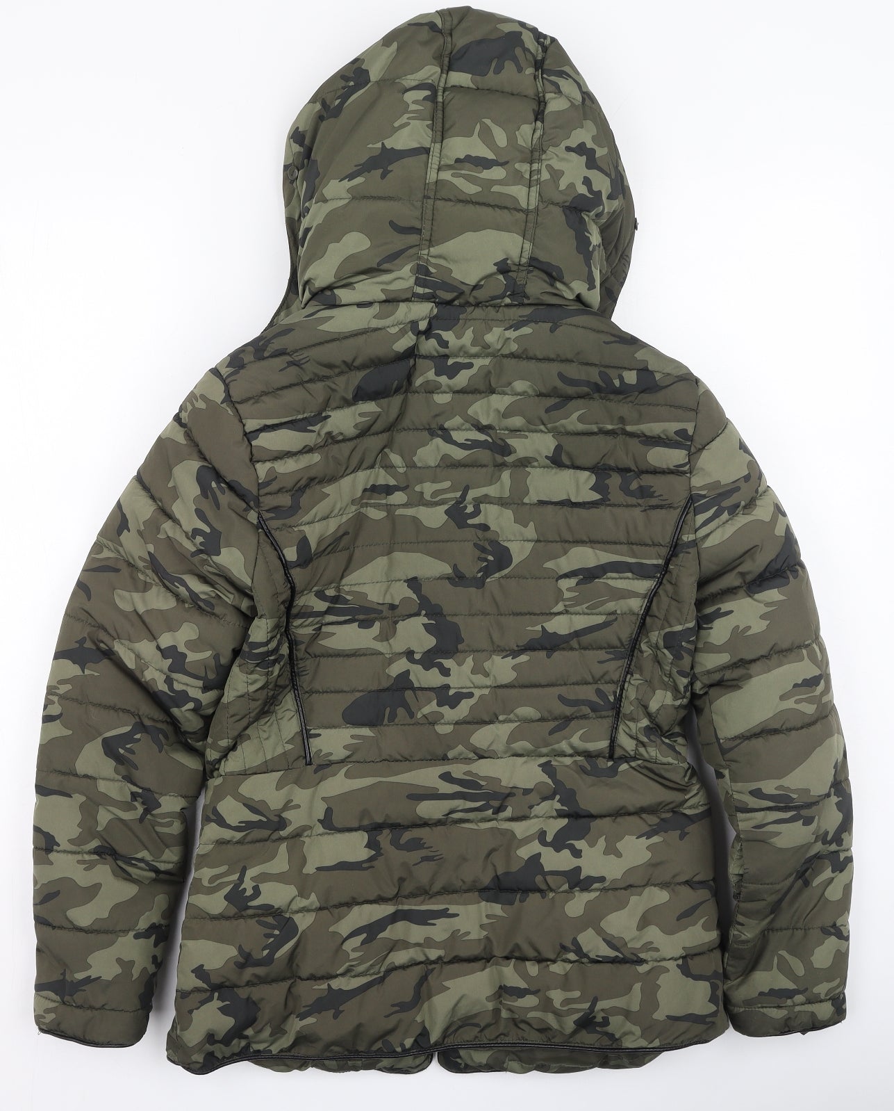 Preworn Womens Green Camouflage  Puffer Jacket Coat Size 10