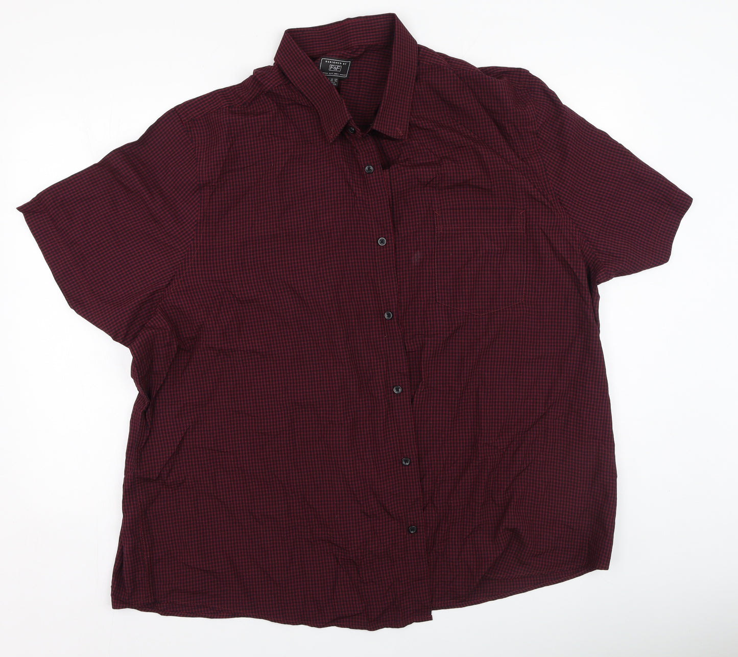 F&F Mens Purple Plaid Cotton  Polo Size 3XL Collared