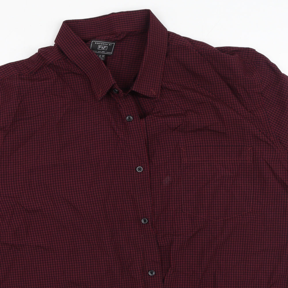 F&F Mens Purple Plaid Cotton  Polo Size 3XL Collared