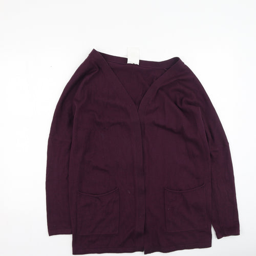 thought Womens Purple V-Neck  Cotton Full Zip Jumper Size 10