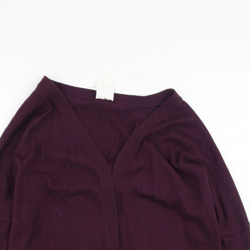 thought Womens Purple V-Neck  Cotton Full Zip Jumper Size 10