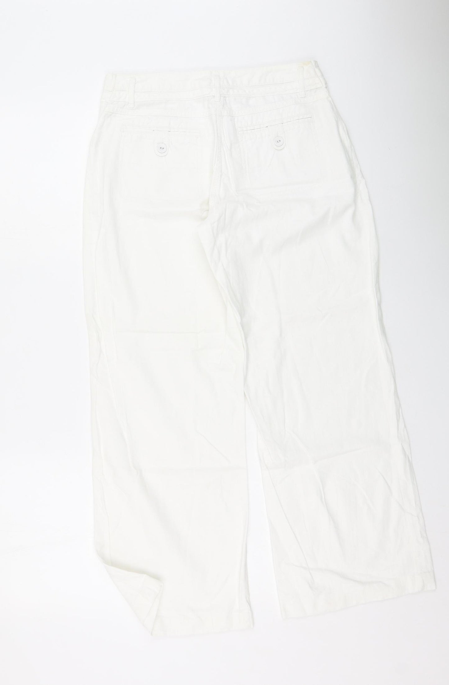 Preworn Womens White  Polyester Trousers  Size 30 L28 in Regular