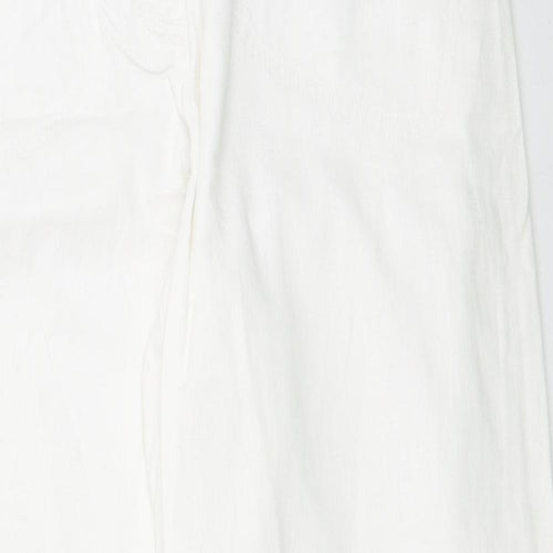 Preworn Womens White  Polyester Trousers  Size 30 L28 in Regular