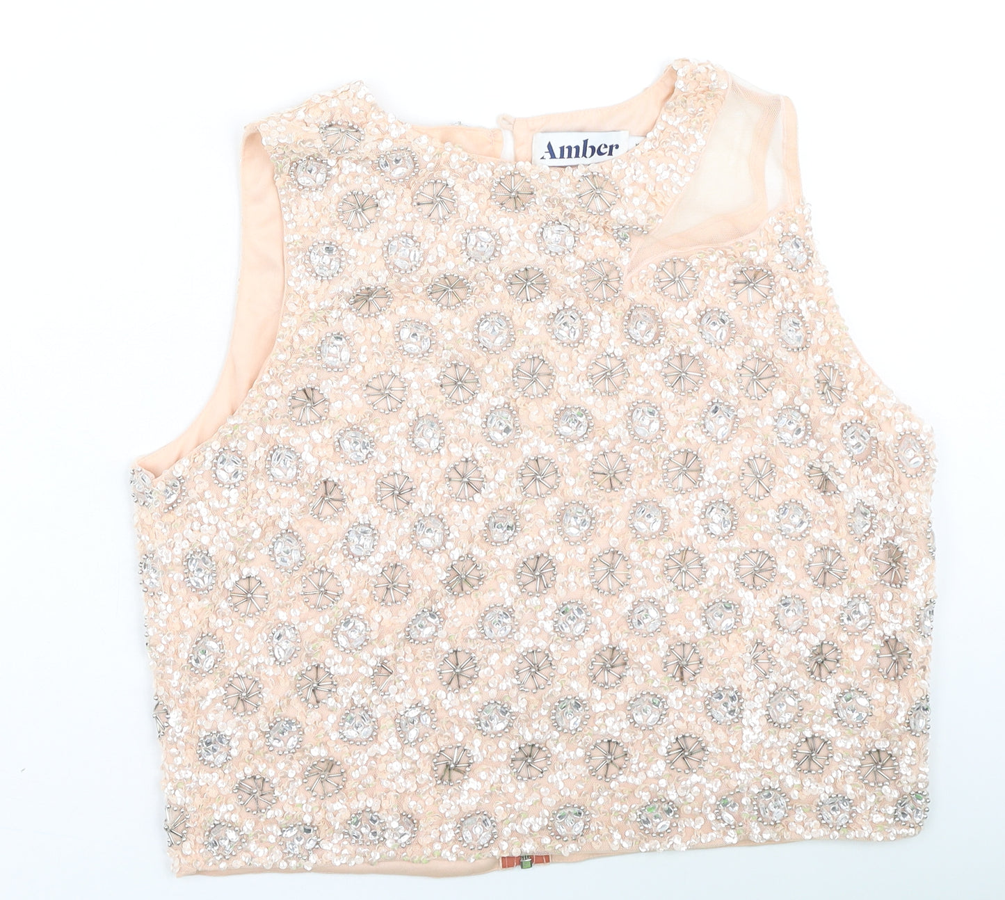 Amber Womens Pink  Polyester Basic Tank Size XL Round Neck