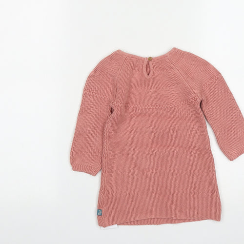 Marks and Spencer Girls Pink  Cotton Fit & Flare  Size 12-18 Months  Round Neck Button - Peter Rabbit