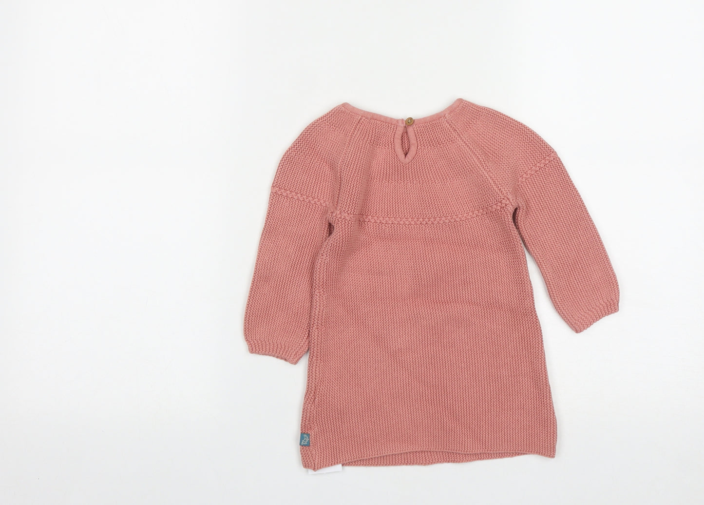 Marks and Spencer Girls Pink  Cotton Fit & Flare  Size 12-18 Months  Round Neck Button - Peter Rabbit