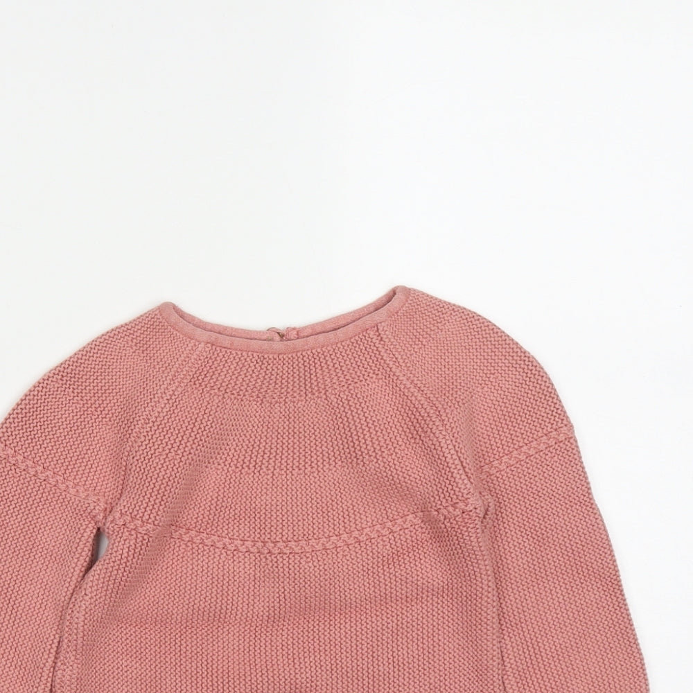 Marks and Spencer Girls Pink  Cotton Fit & Flare  Size 12-18 Months  Round Neck Button - Peter Rabbit