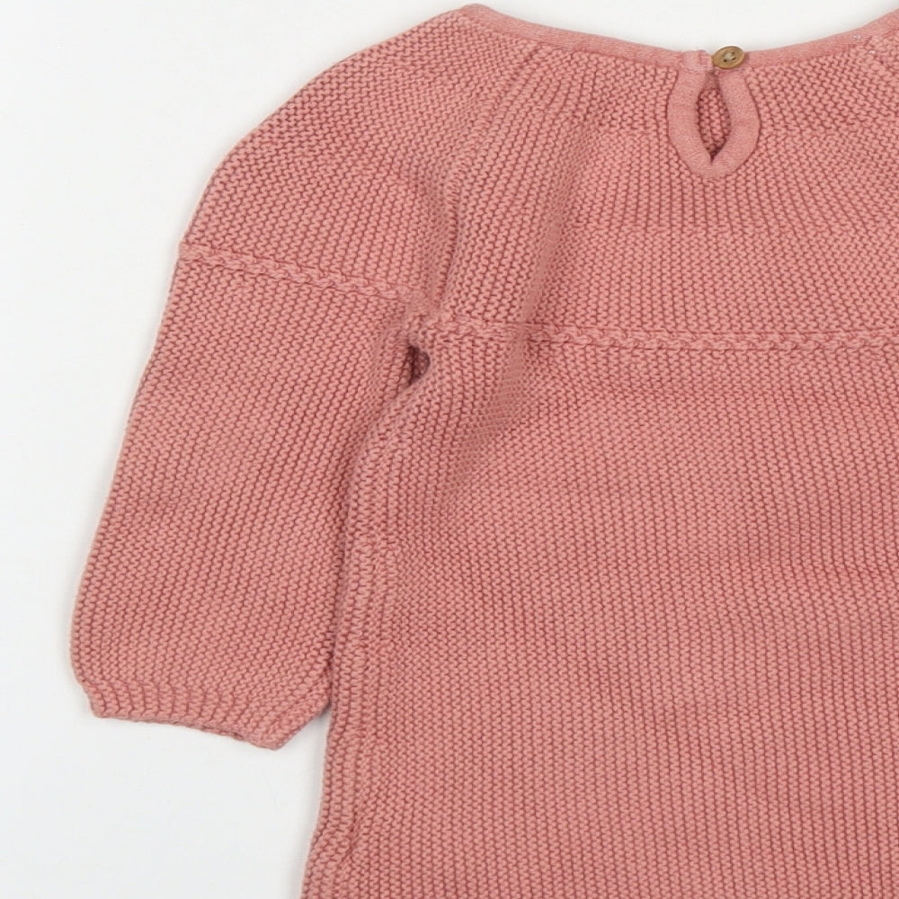 Marks and Spencer Girls Pink  Cotton Fit & Flare  Size 12-18 Months  Round Neck Button - Peter Rabbit