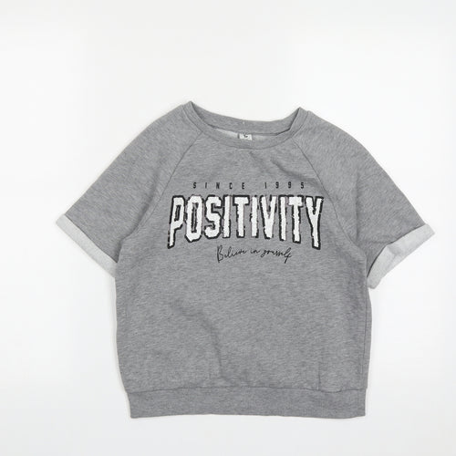 TU Girls Grey  Polyester Pullover Sweatshirt Size 11 Years
