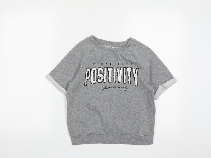 TU Girls Grey Polyester Pullover Sweatshirt Size 11 Years