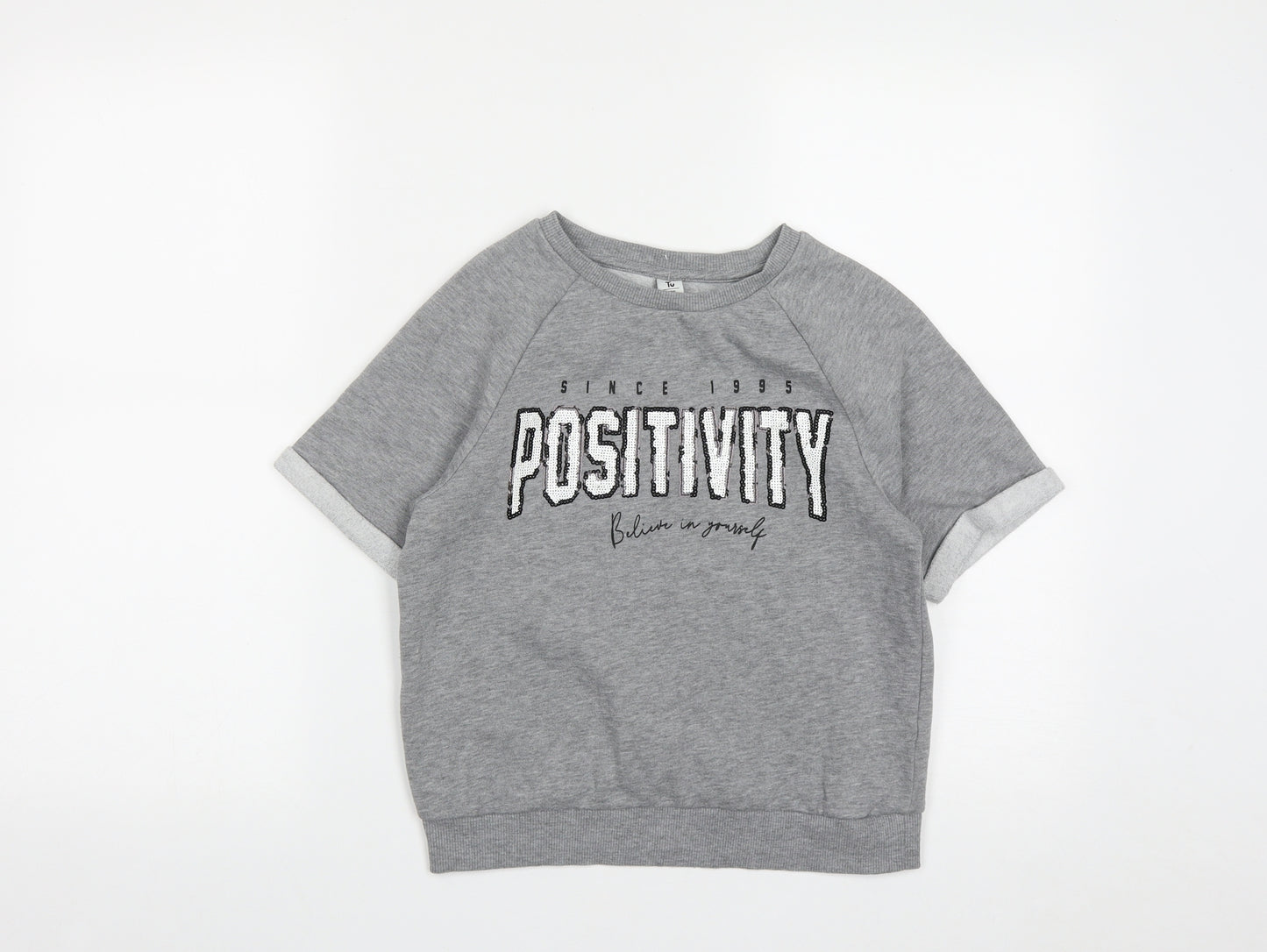TU Girls Grey  Polyester Pullover Sweatshirt Size 11 Years