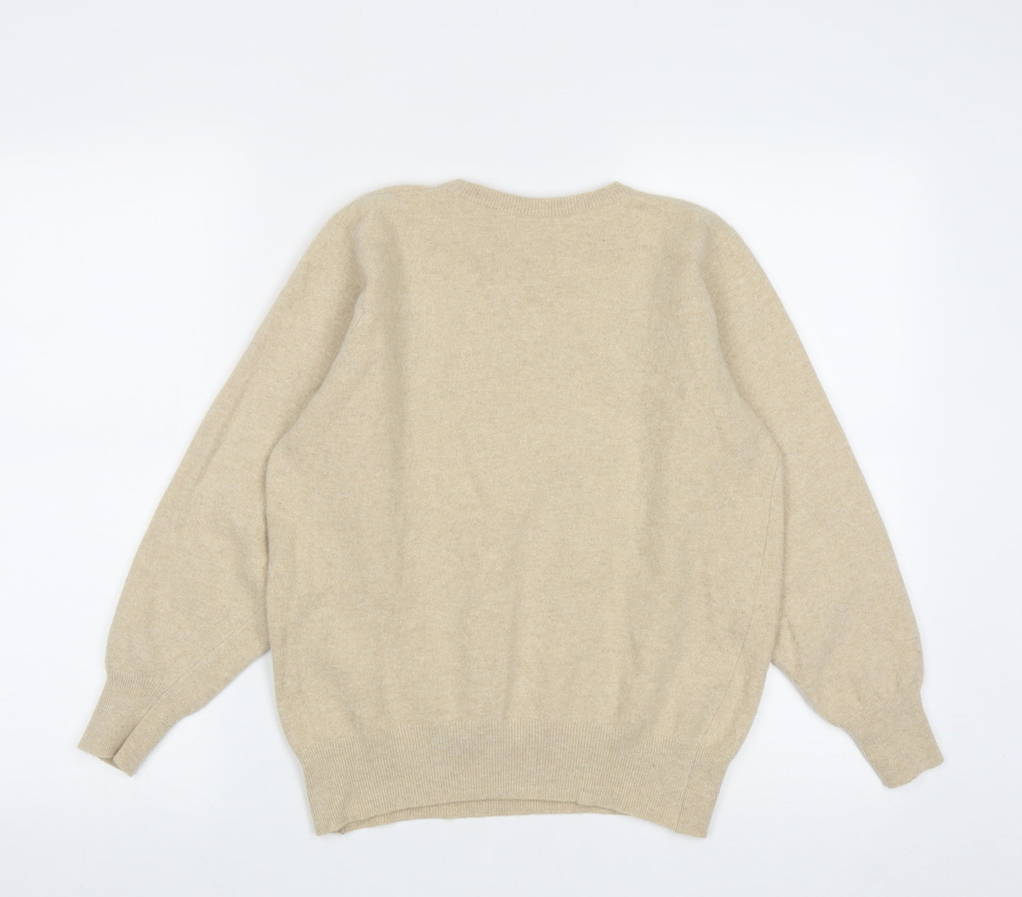 Johnstons of Elgin Womens Beige Round Neck  Wool Pullover Jumper Size S