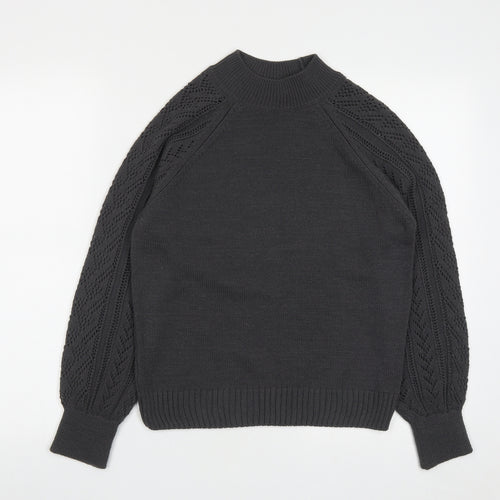 TU Womens Grey High Neck  Acrylic Pullover Jumper Size 10