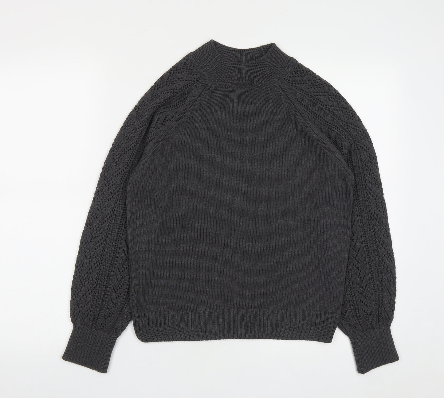 TU Womens Grey High Neck  Acrylic Pullover Jumper Size 10