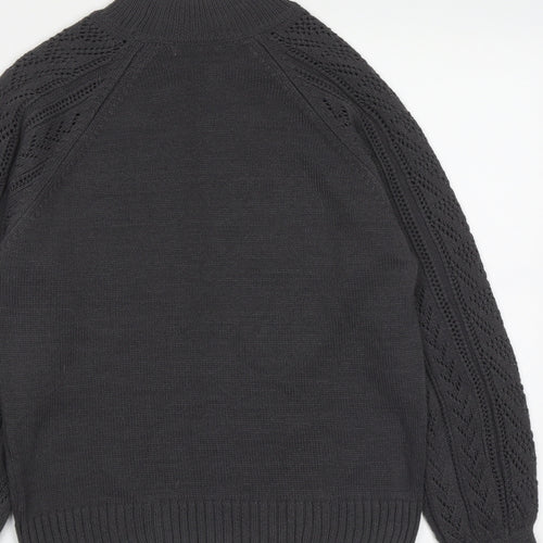 TU Womens Grey High Neck  Acrylic Pullover Jumper Size 10