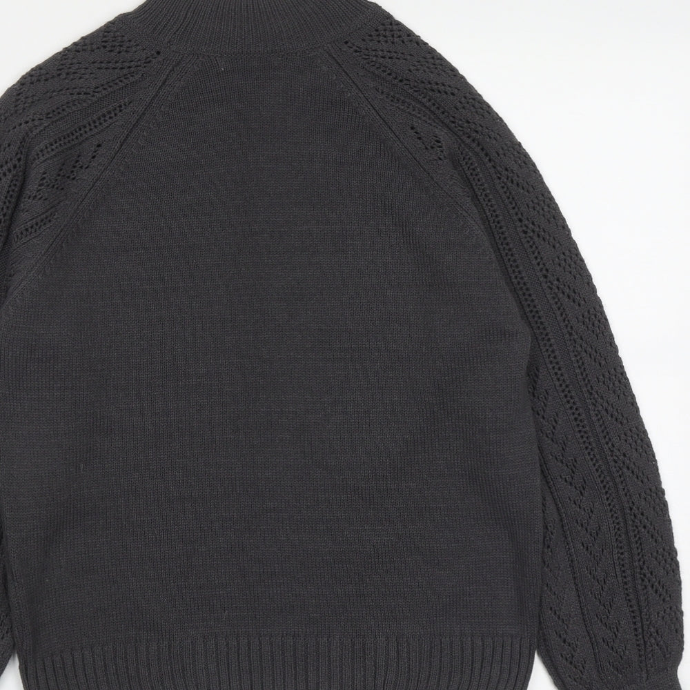 TU Womens Grey High Neck  Acrylic Pullover Jumper Size 10