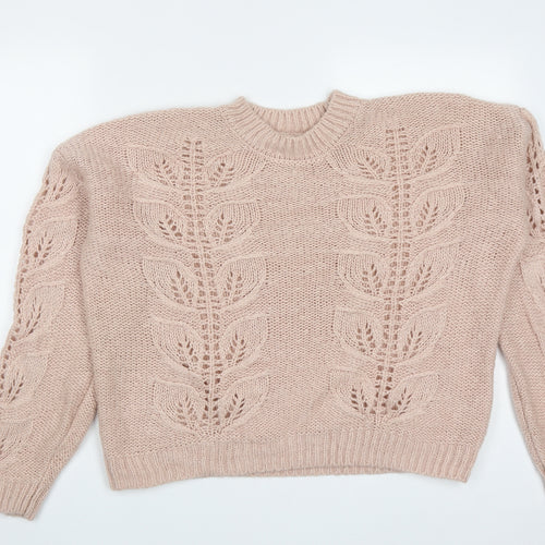 F&F Womens Pink Round Neck  Acrylic Pullover Jumper Size 14