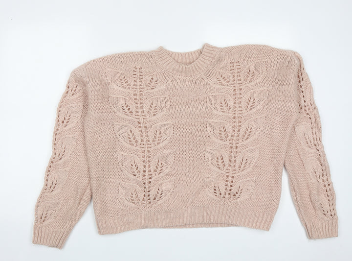 F&F Womens Pink Round Neck Acrylic Pullover Jumper Size 14