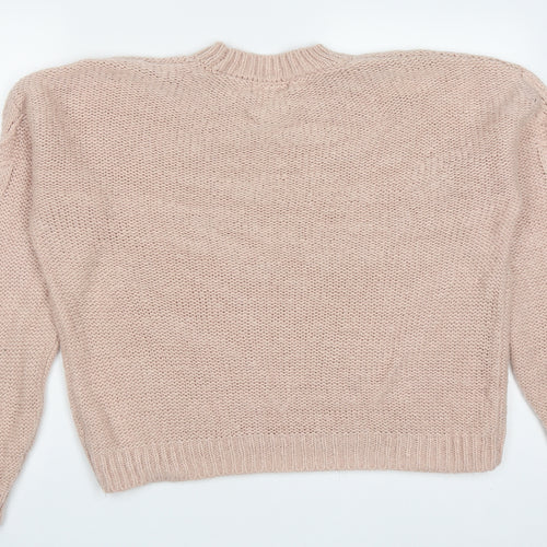 F&F Womens Pink Round Neck  Acrylic Pullover Jumper Size 14