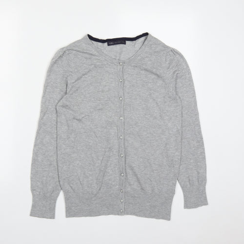 Marks and Spencer Womens Grey Round Neck  Viscose Full Zip Jumper Size 8