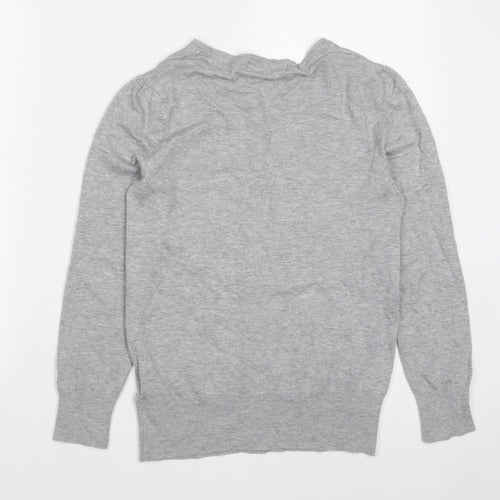 Marks and Spencer Womens Grey Round Neck  Viscose Full Zip Jumper Size 8
