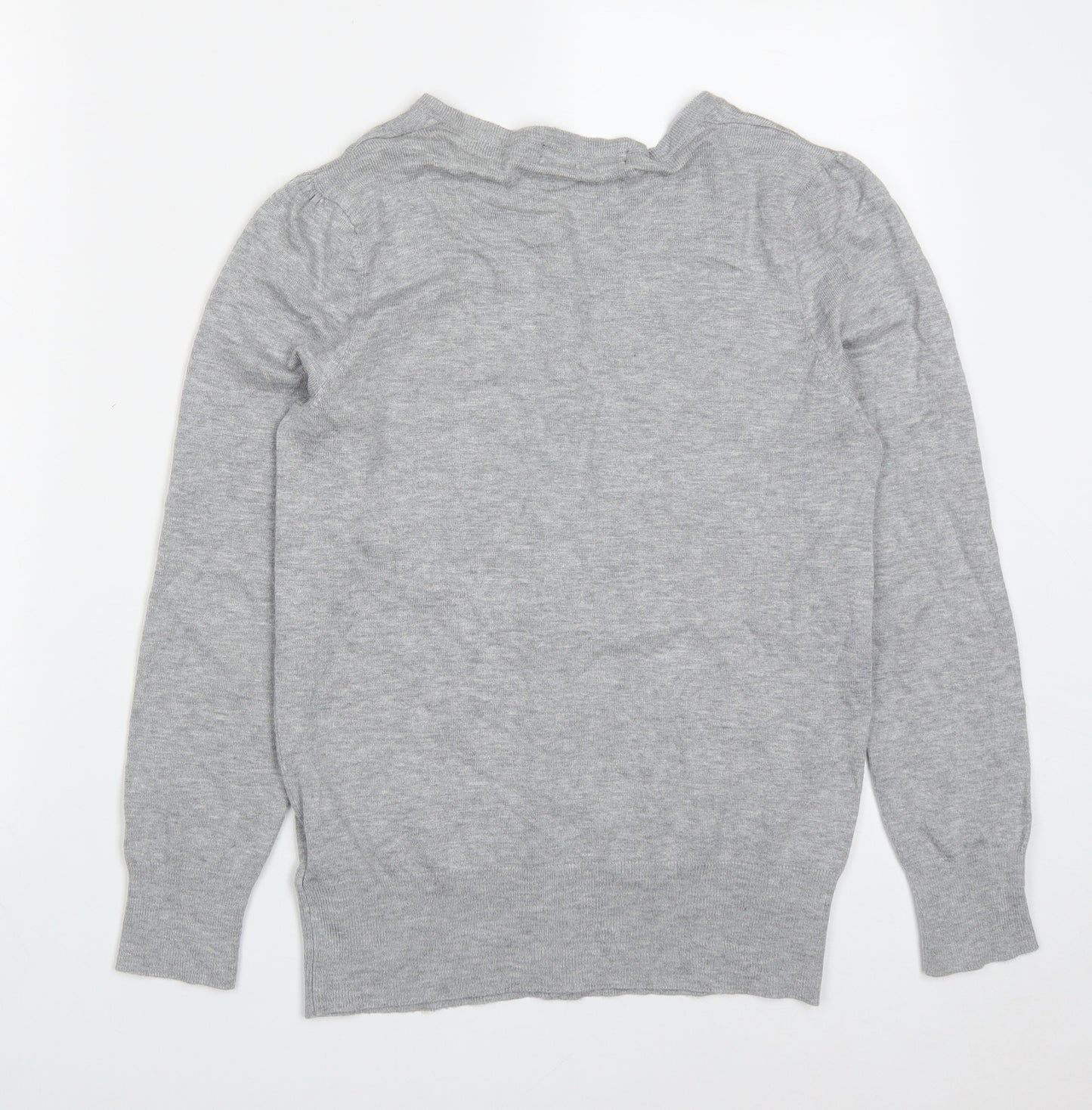 Marks and Spencer Womens Grey Round Neck  Viscose Full Zip Jumper Size 8