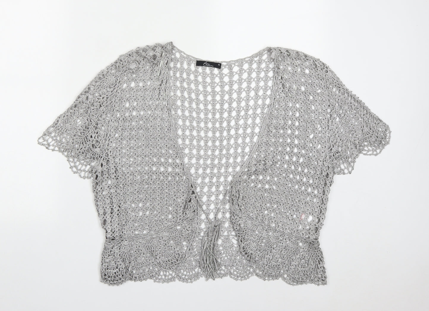 Bonmarché Womens Silver V-Neck  Viscose Shrug Jumper Size XL