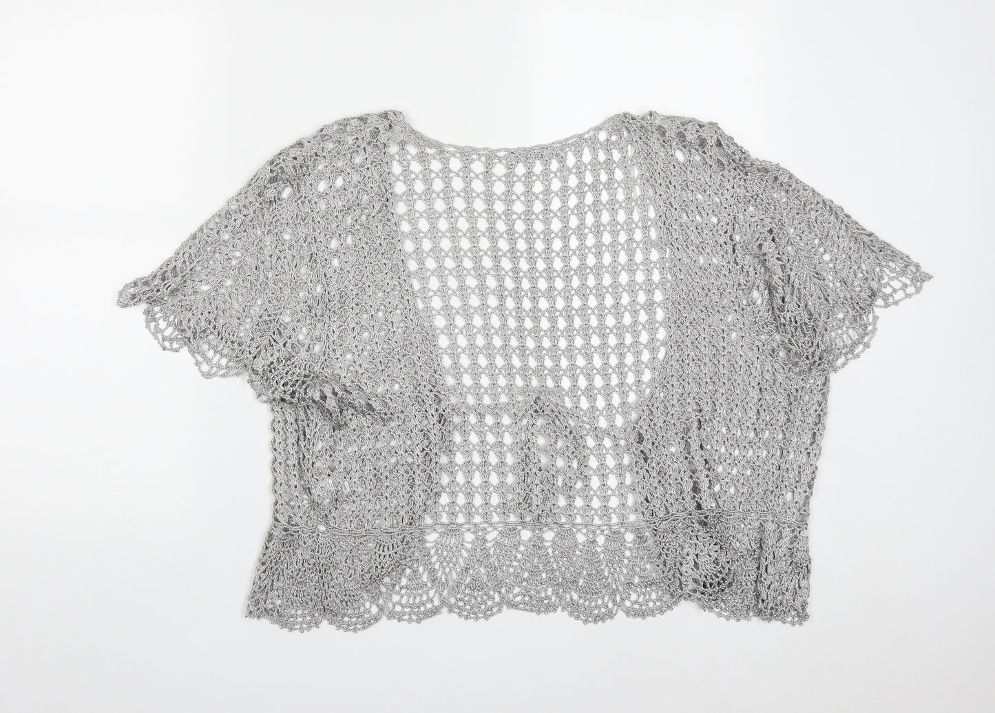 Bonmarché Womens Silver V-Neck  Viscose Shrug Jumper Size XL