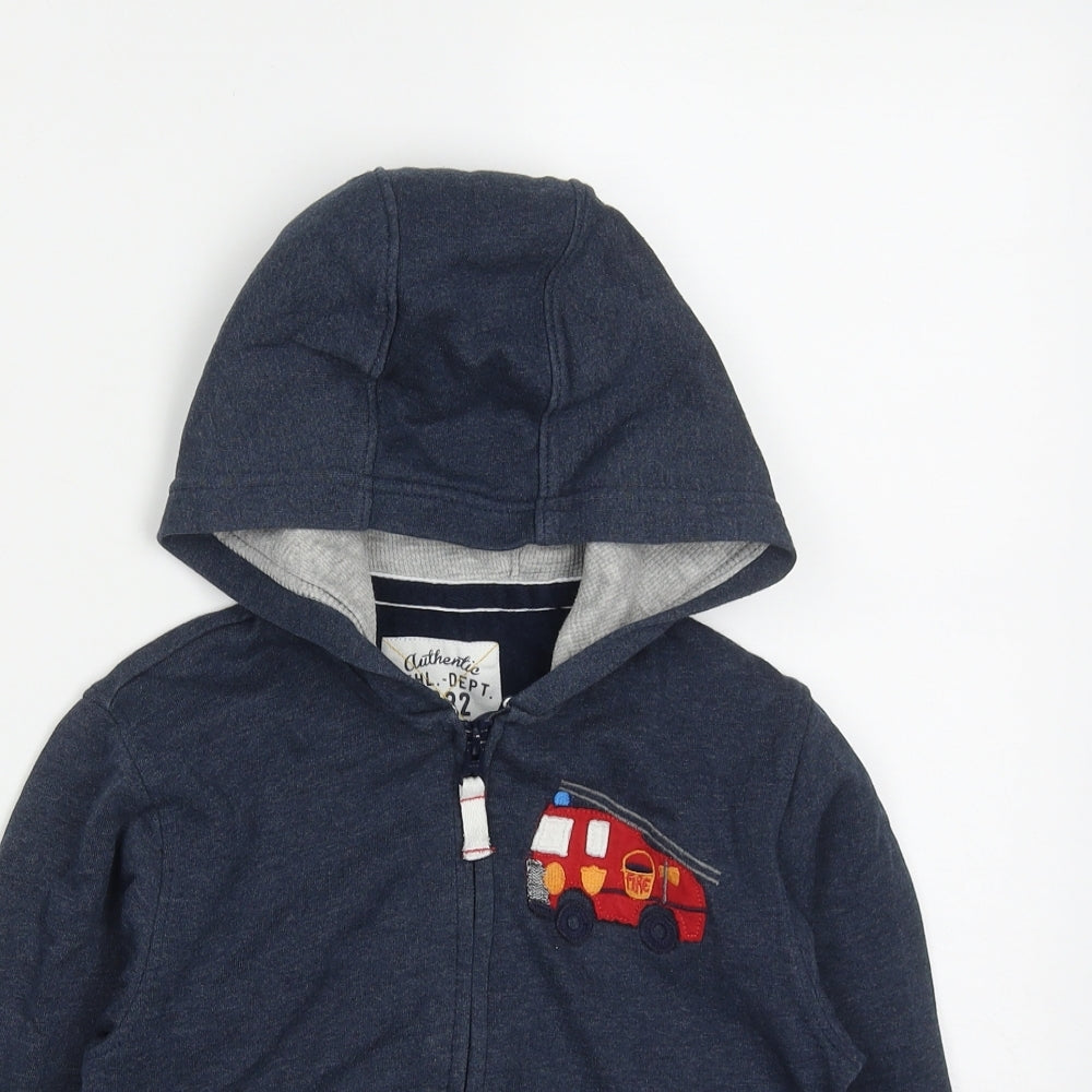 NEXT Boys Blue  Cotton Full Zip Hoodie Size 5-6 Years  Zip - Fire Engine