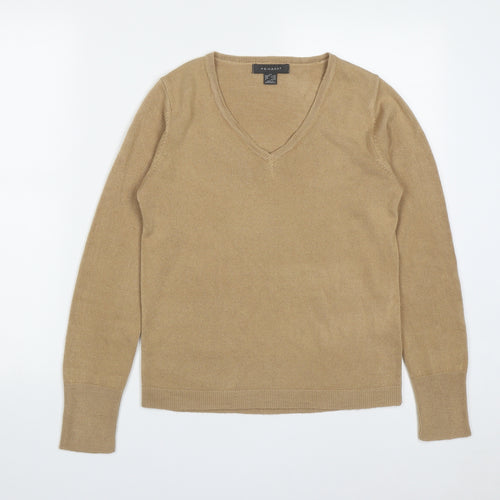 Primark Womens Brown V-Neck  Acrylic Pullover Jumper Size XS
