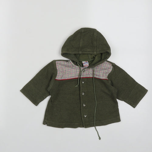 Kanz Girls Green Plaid Cotton Cardigan Jumper Size 6-9 Months  Button