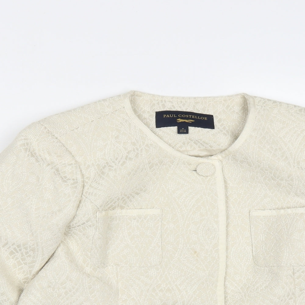 Paul Costelloe Womens Beige Geometric  Jacket  Size M  Button