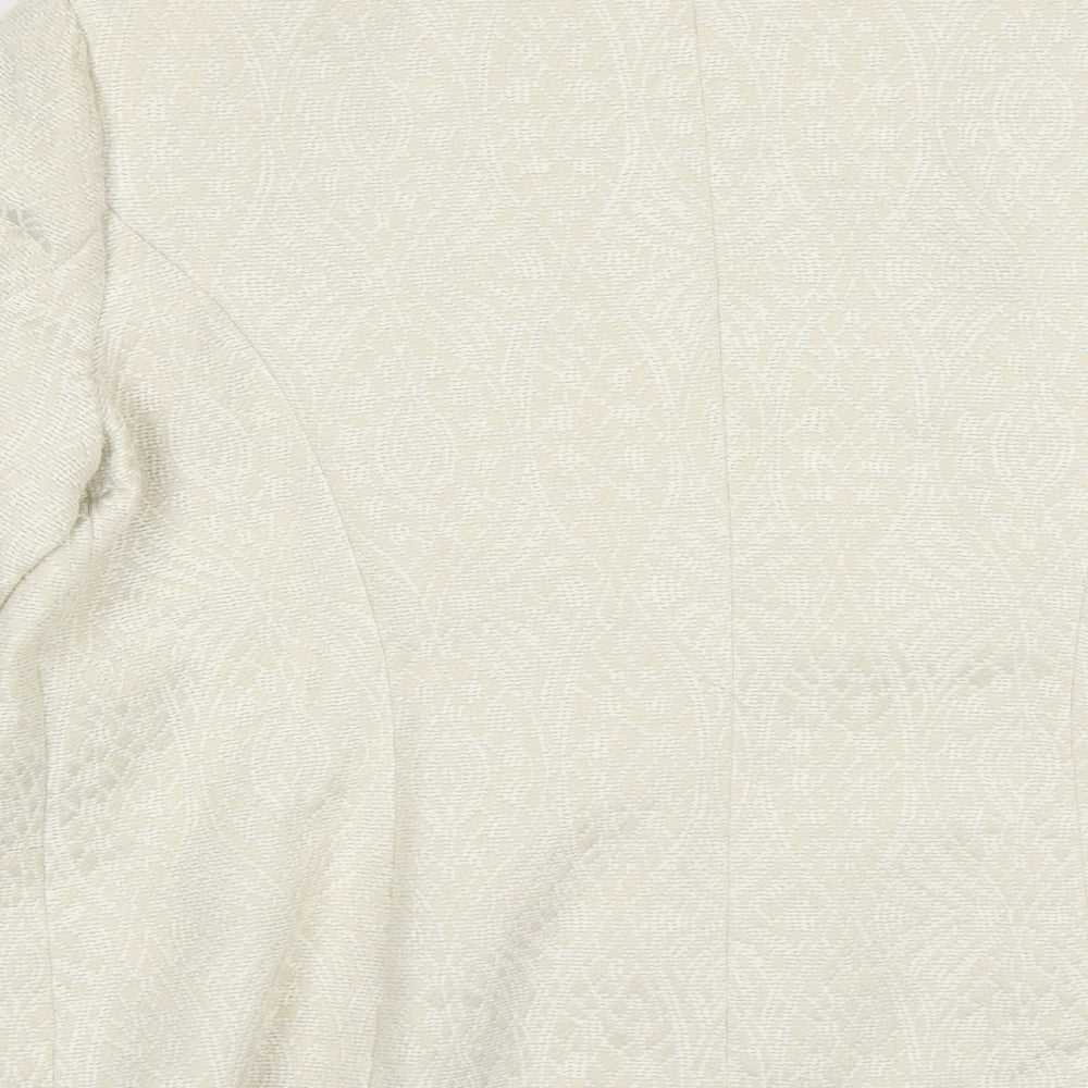 Paul Costelloe Womens Beige Geometric  Jacket  Size M  Button