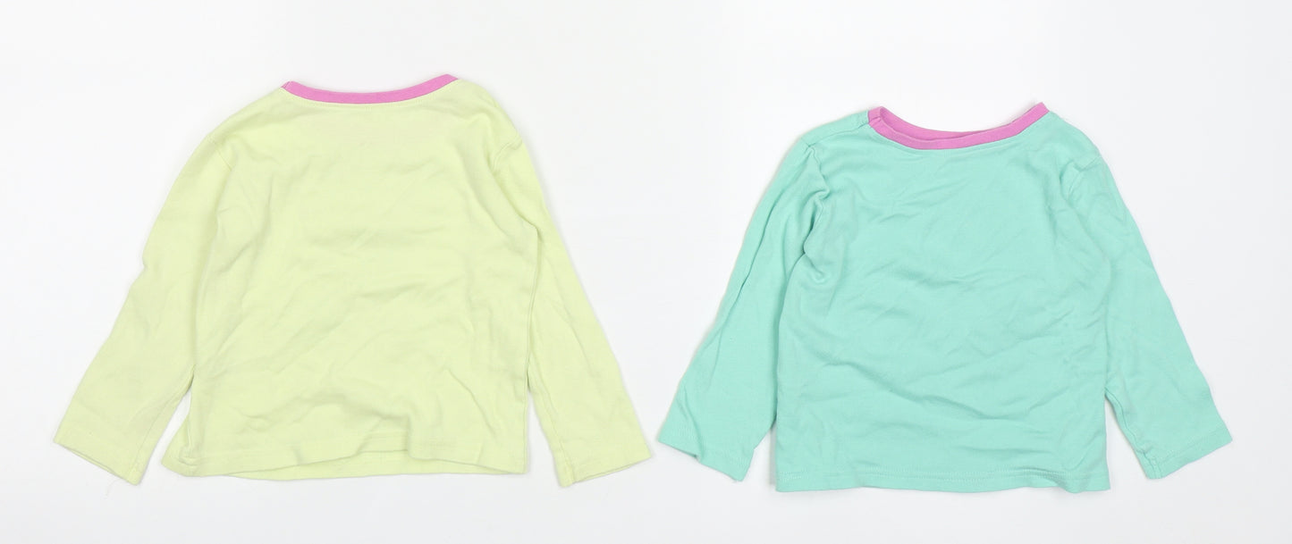 Dunnes Girls Multicoloured Geometric Cotton Basic Casual Size 12-18 Months Round Neck  - Rainbows