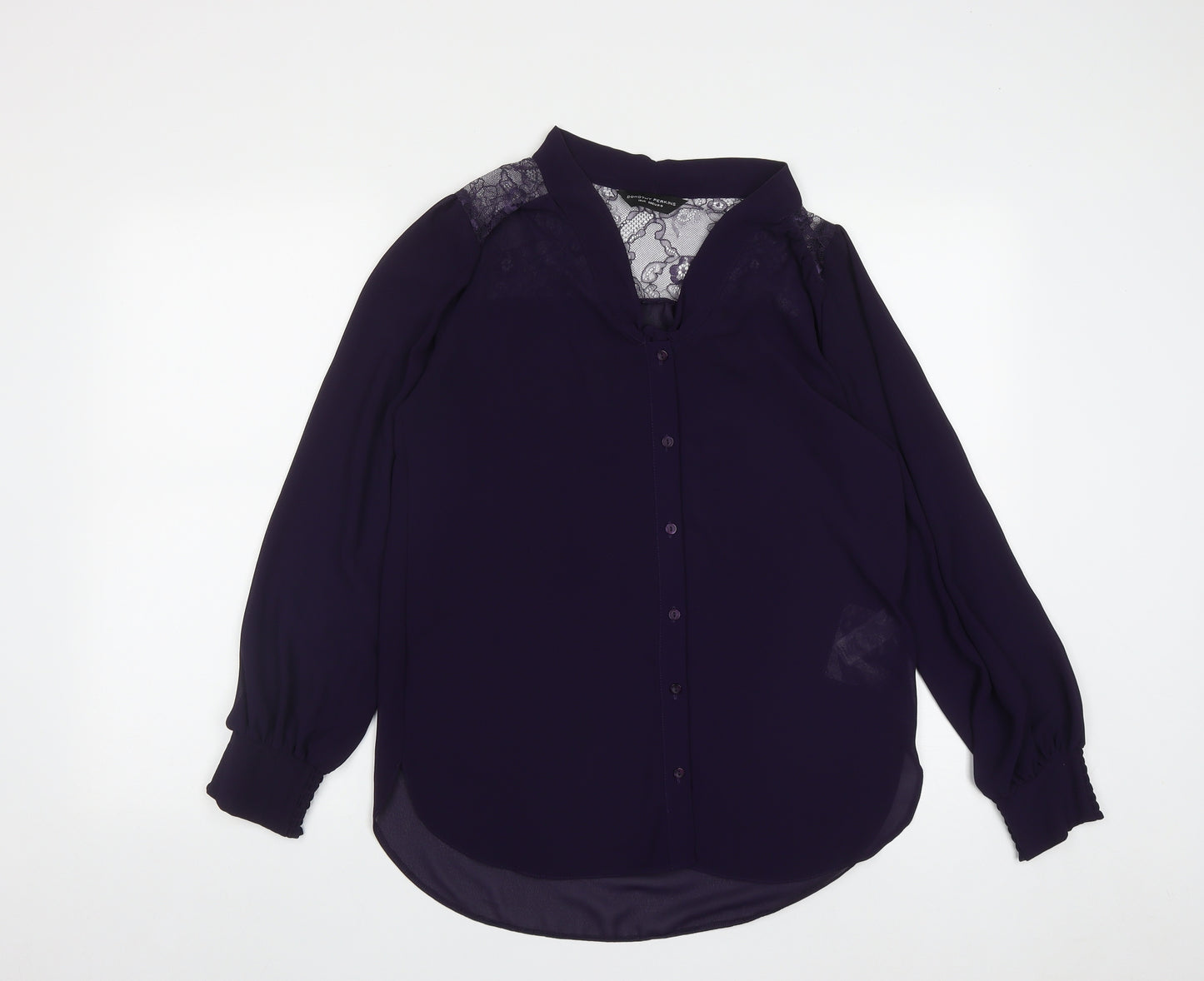Dorothy Perkins Womens Purple  Polyester Basic Button-Up Size 10 V-Neck