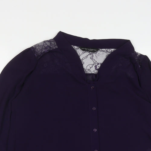Dorothy Perkins Womens Purple  Polyester Basic Button-Up Size 10 V-Neck
