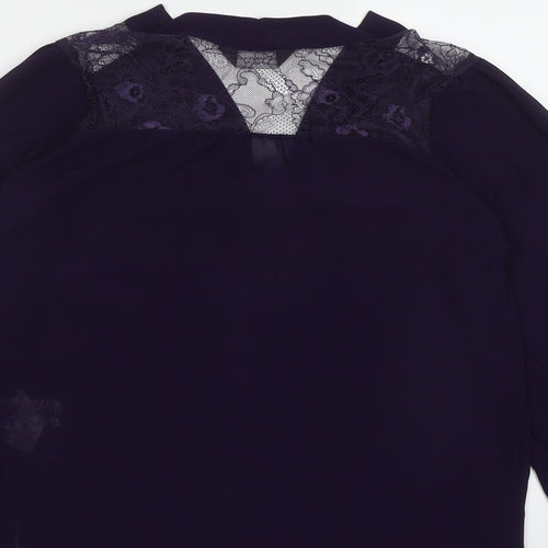 Dorothy Perkins Womens Purple  Polyester Basic Button-Up Size 10 V-Neck