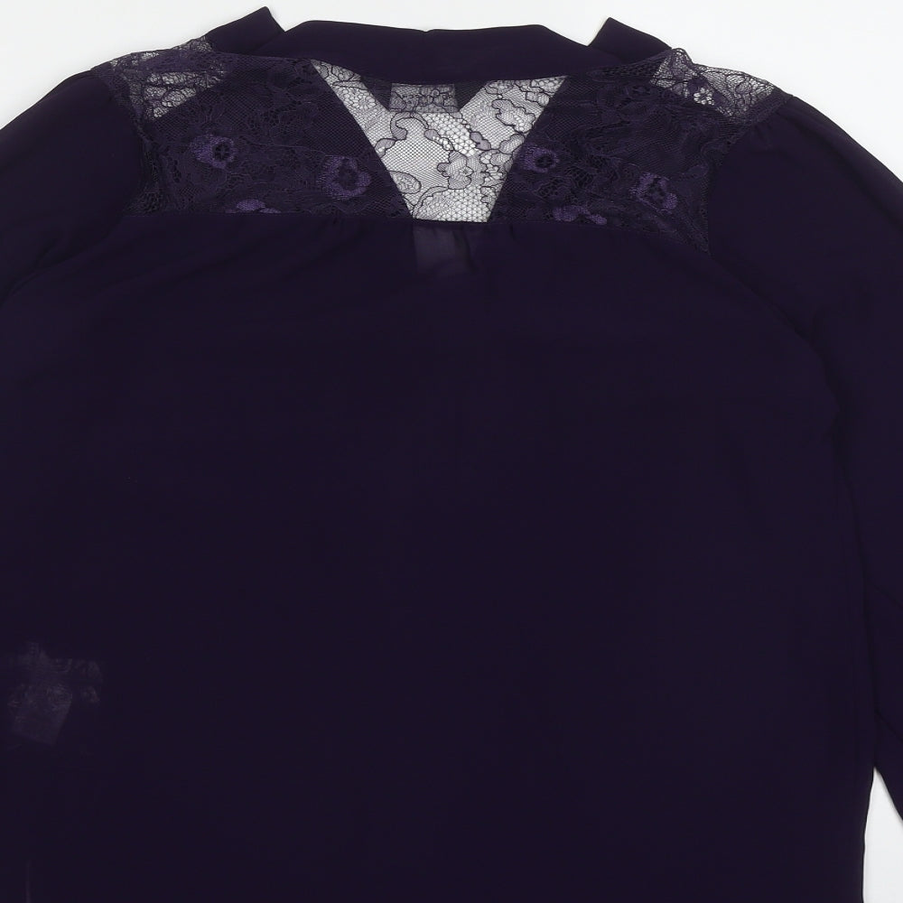 Dorothy Perkins Womens Purple  Polyester Basic Button-Up Size 10 V-Neck