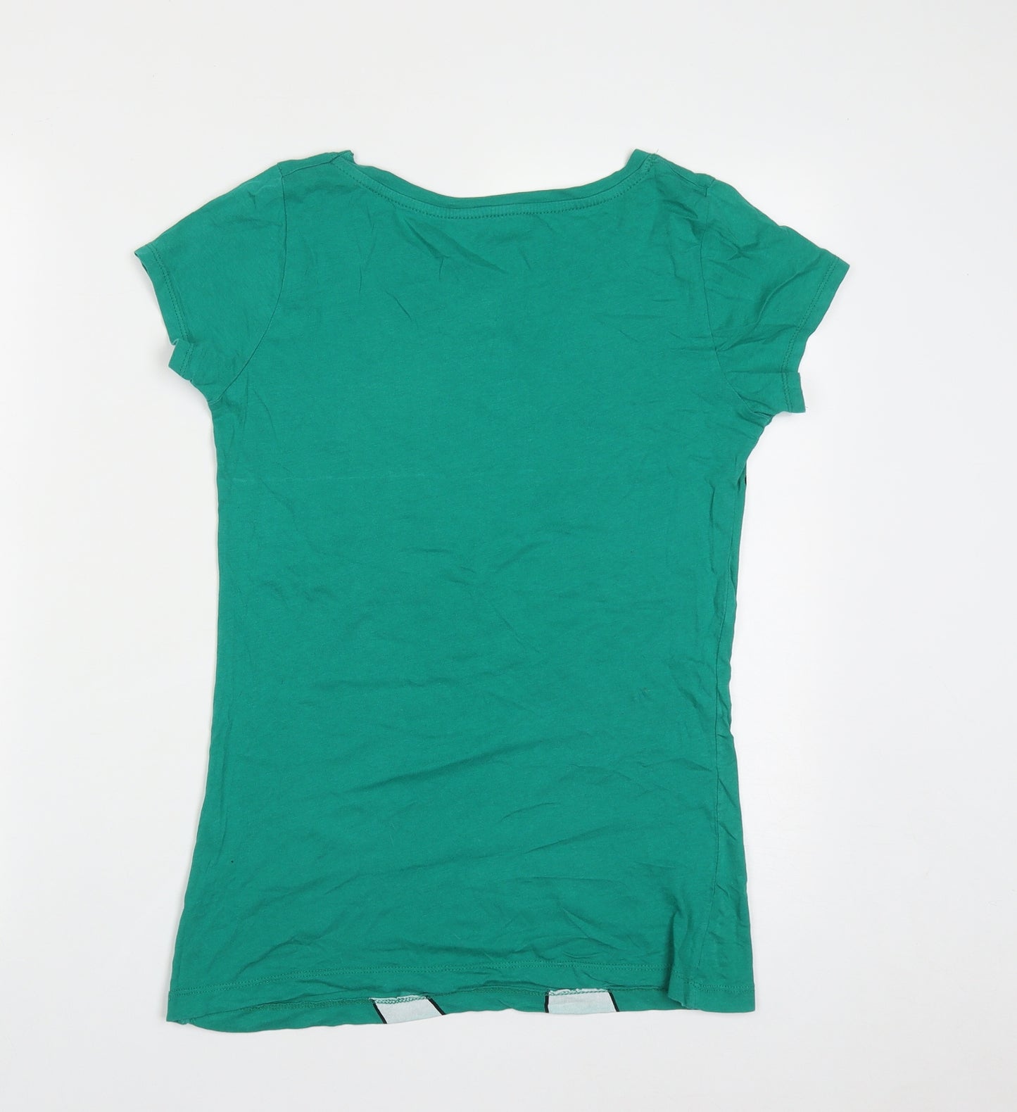 Berska Womens Green  Polyester Basic T-Shirt Size L Round Neck