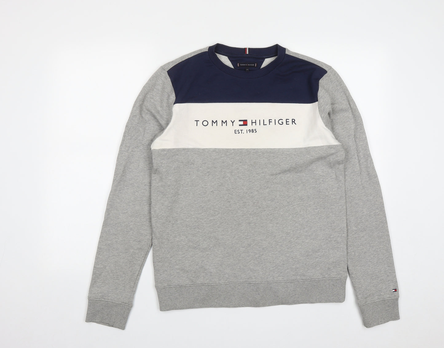 Tommy Hilfiger Boys Grey  Cotton Pullover Sweatshirt Size 16 Years