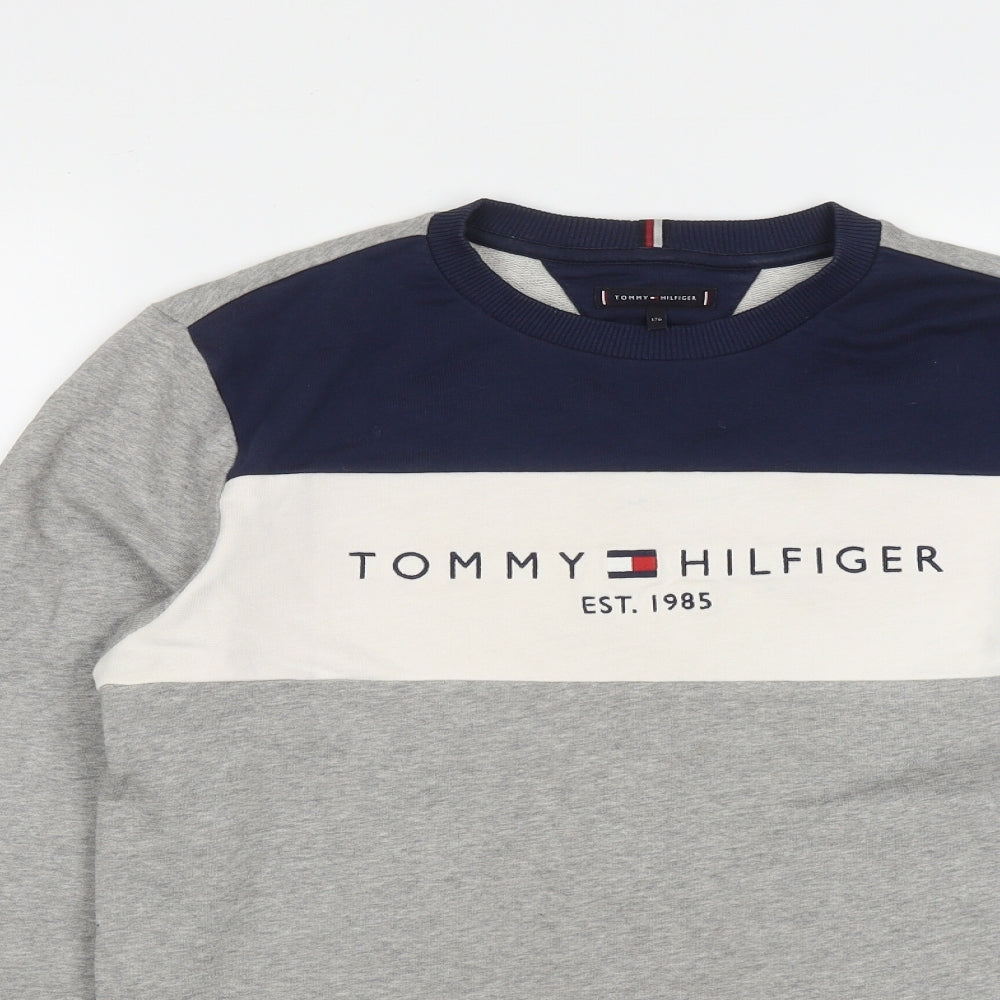 Tommy Hilfiger Boys Grey  Cotton Pullover Sweatshirt Size 16 Years