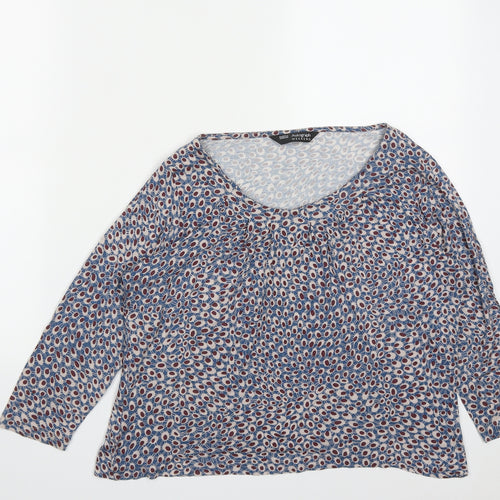 Marks and Spencer Womens Multicoloured Geometric Polyester Basic T-Shirt Size S Round Neck